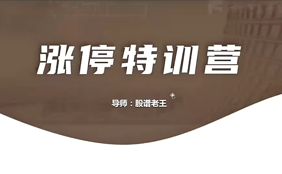 【股谱老王】王建涨停特训营全套视频